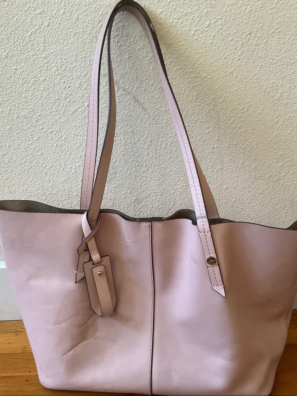 J. Crew Blush Pink Leather Tote with Shoulder Straps